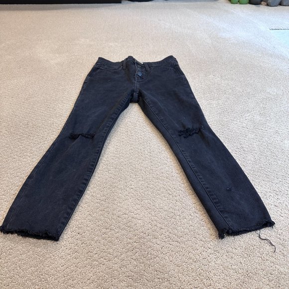 Madewell Jeans 10" High-Rise Roadtripper Skinny Boho Black Distress Sz 26P K9922 - Picture 7 of 15